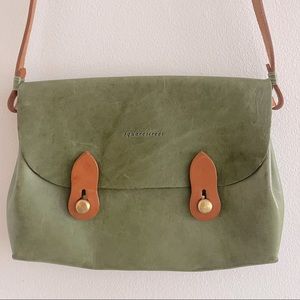 Scandinavian Green/Brown Leather Crossbody Bag